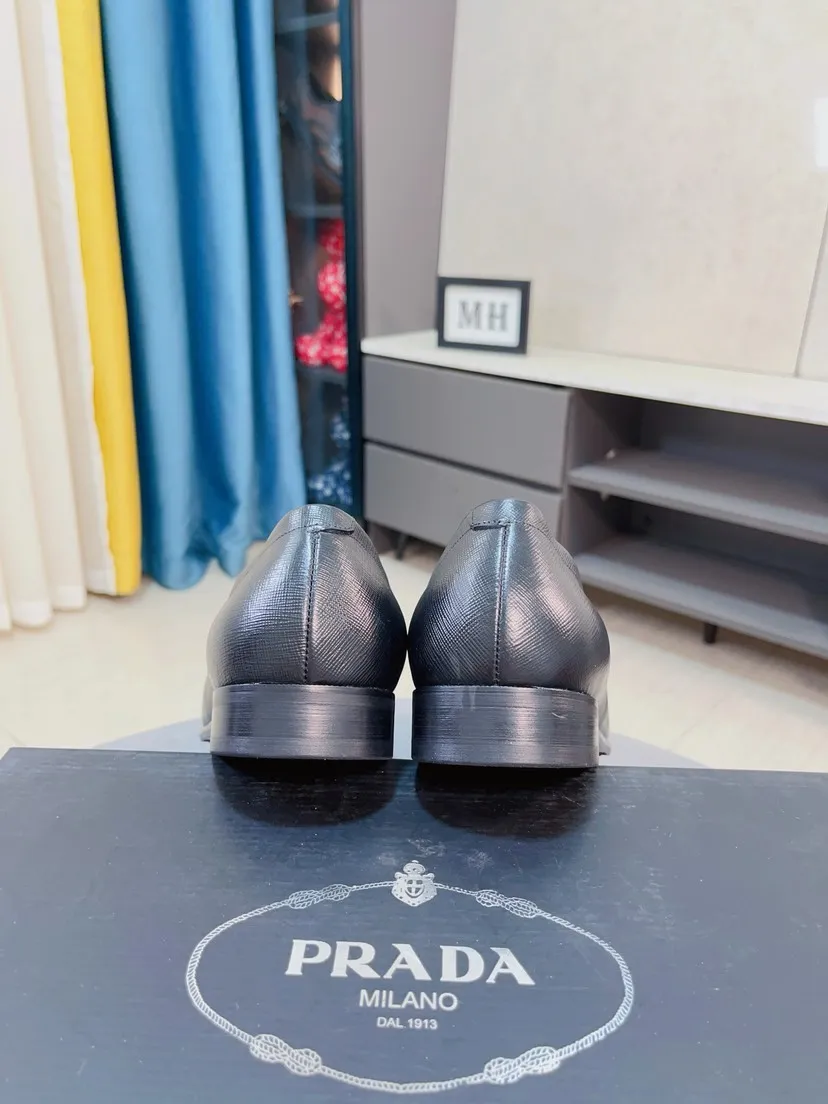 Men's shoes 💰540🌹🌹【PRADA Leather Shoes】Top purchasing agency Original imported Italian custom-made open-edge beaded cowhide leather surface, fully imported water-dyed breathable cowhide lining, original factory special molded sole super comfortable, size: 38-44